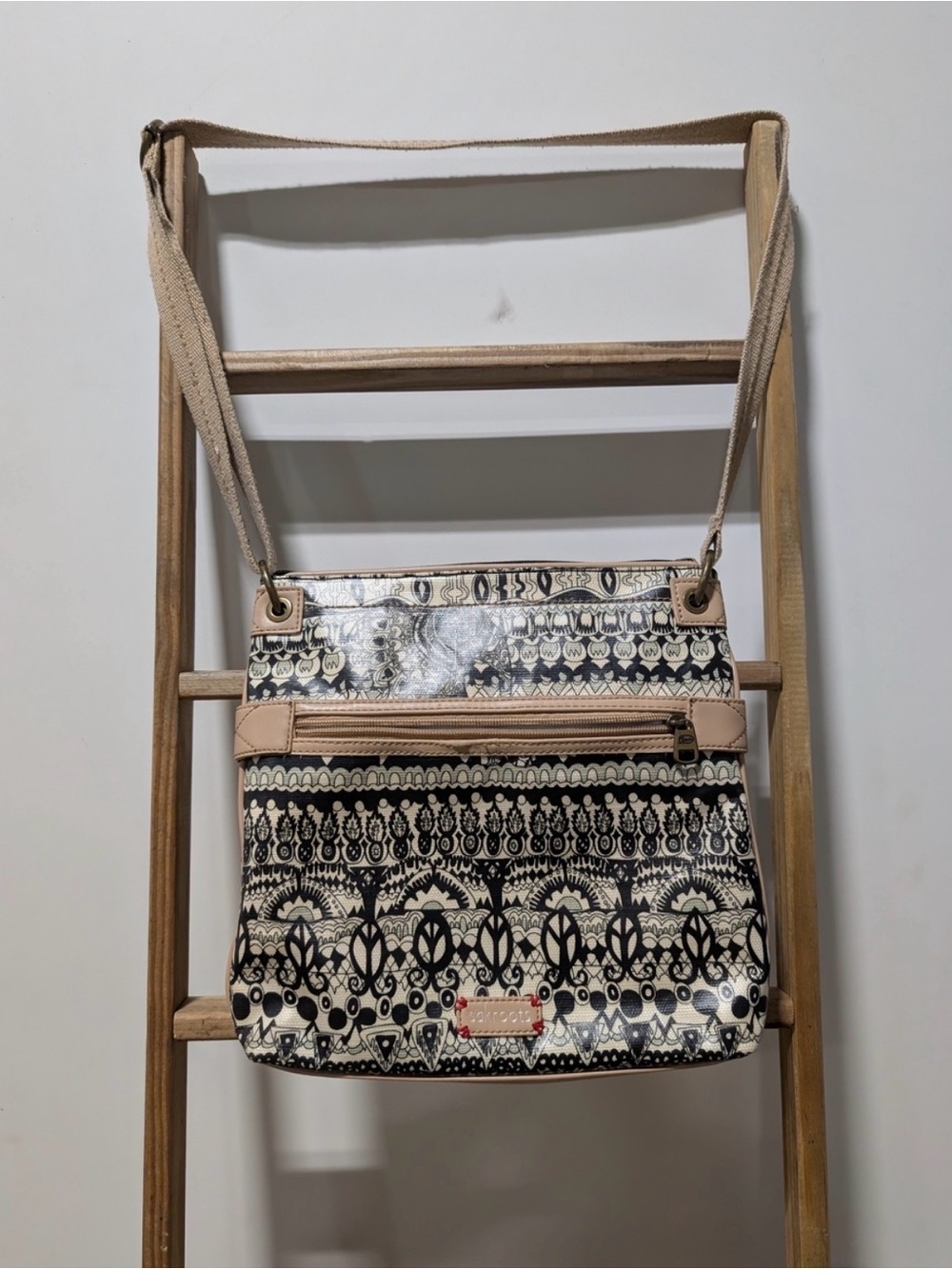 Sakroots Black and Tan Patterned Crossbody Bag